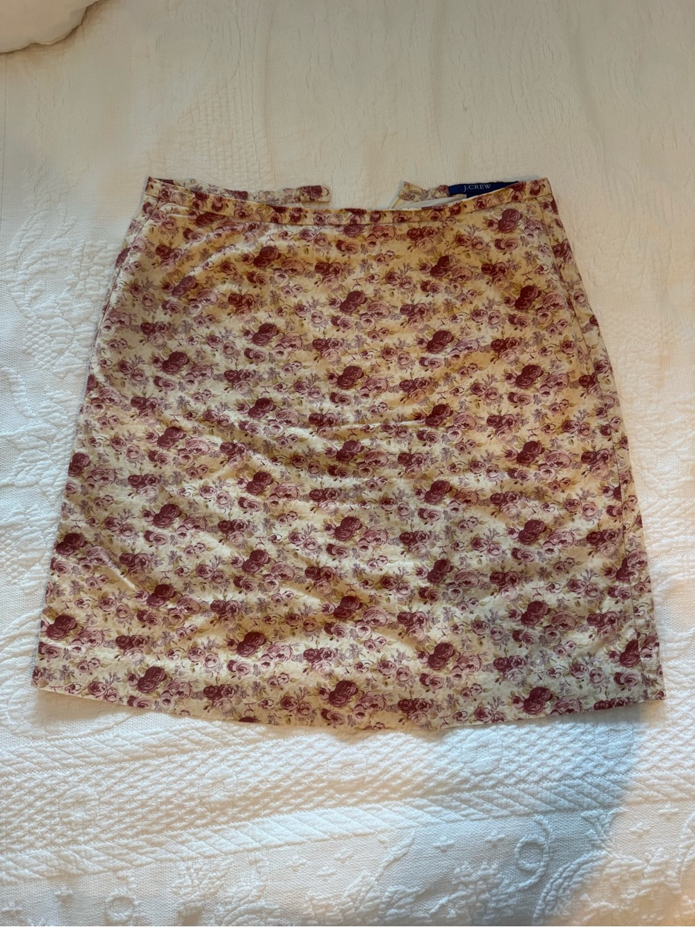 J. Crew Cream Mini Skirt with Mauve Floral Print
